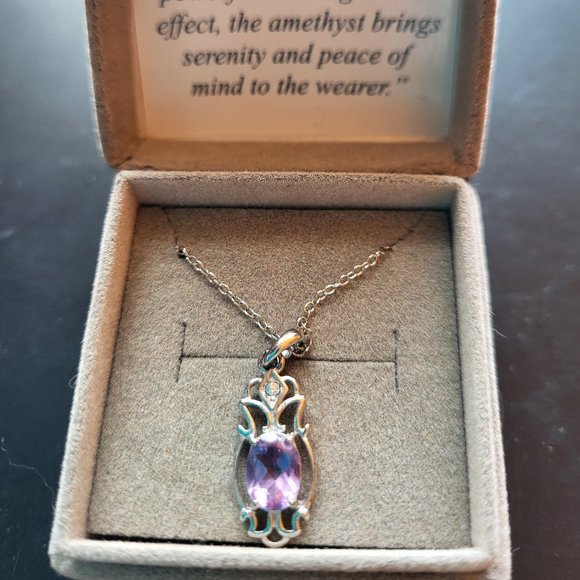 February's Birthstone Amethyst Necklace Sterling Silver Stamped (925) - Picture 9 of 15